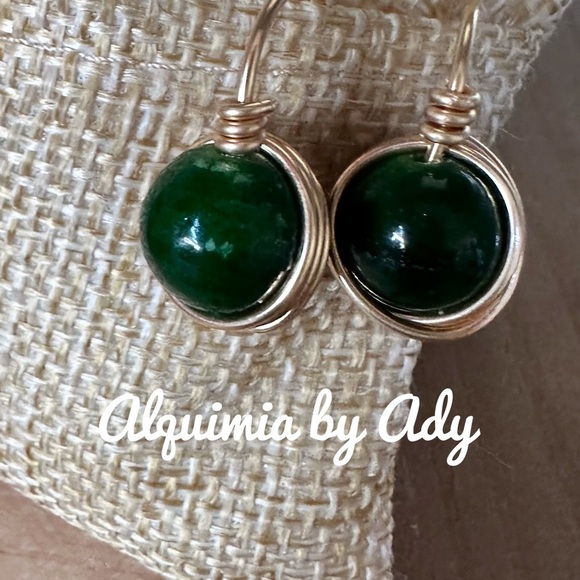 Alquimia Green jade and Gold Earrings - Picture 1 of 1